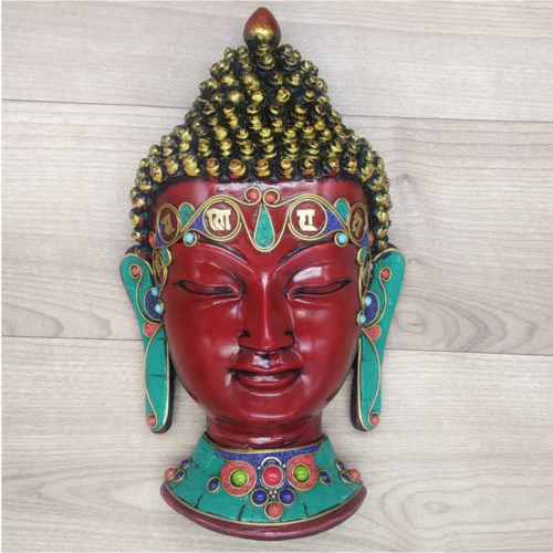 Buddha Mask with Gemstone Wall hanging Art Sculpture wall Decor