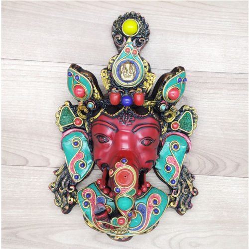 Ganesha Mask with Gemstone Work Wall hanging Art Sculpture wall Decor