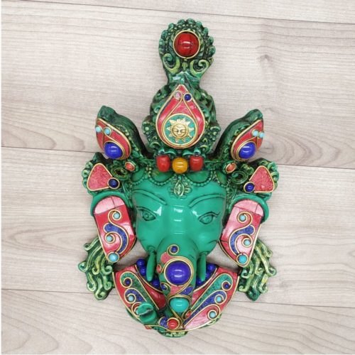 Ganesha Mask with Gemstone Work Wall hanging Art Sculpture wall Decor