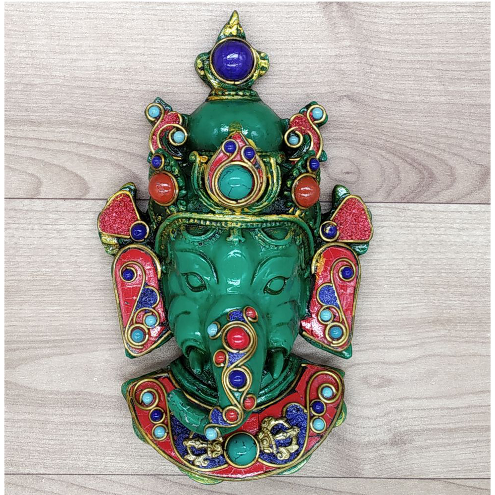 Ganesha Mask with Gemstone Work Wall hanging Art Sculpture wall Decor