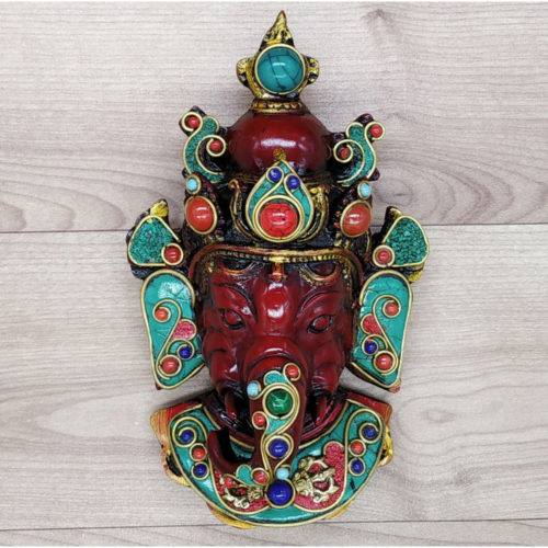 Ganesha Mask with Gemstone Work Wall hanging Art Sculpture wall Decor