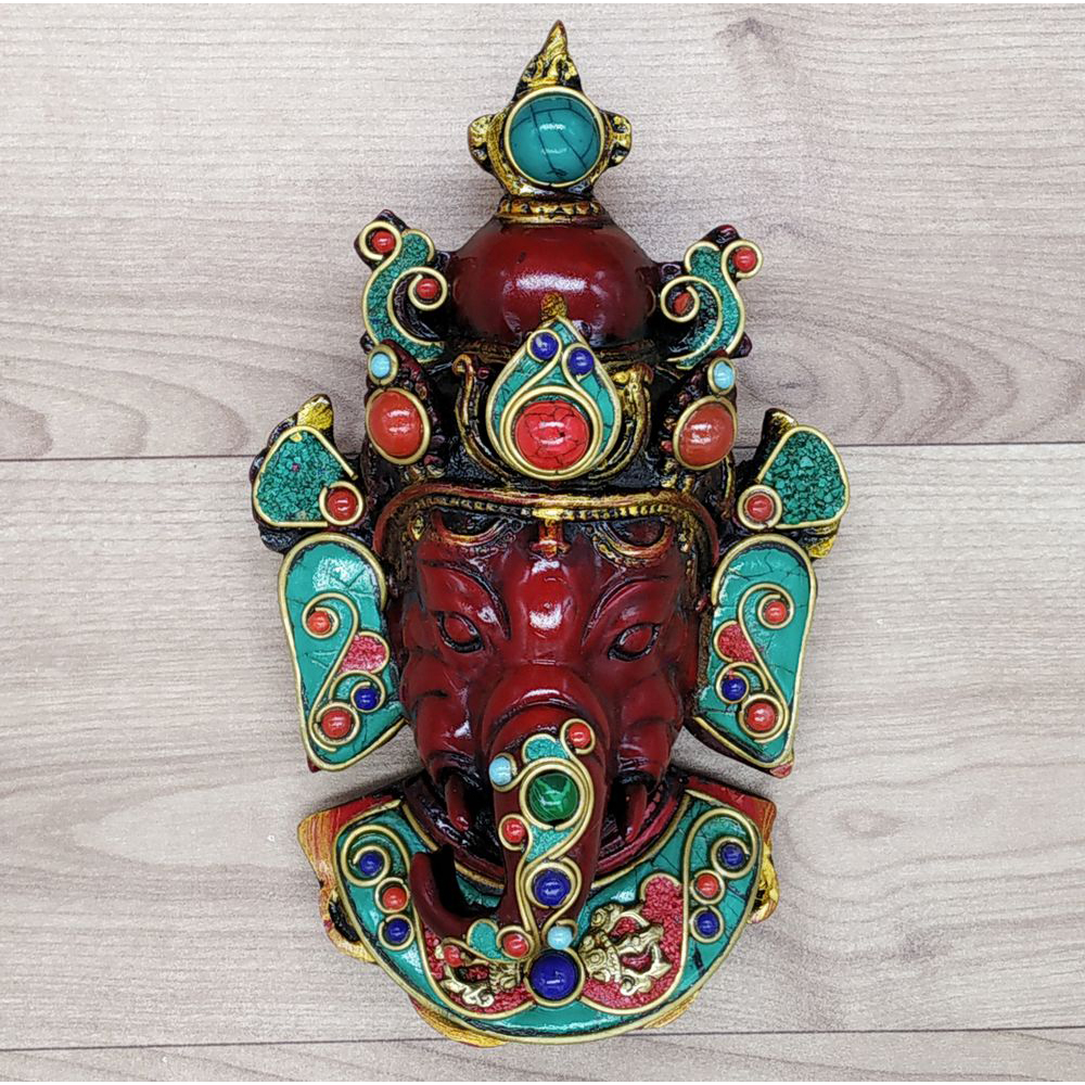 Ganesha Mask with Gemstone Work Wall hanging Art Sculpture wall Decor