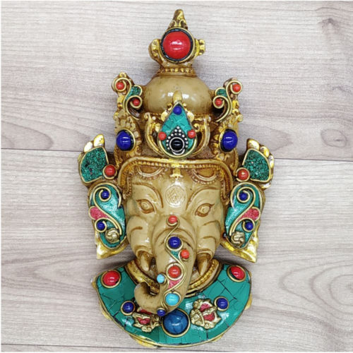 Ganesha Mask with Gemstone Work Wall hanging Art Sculpture wall Decor