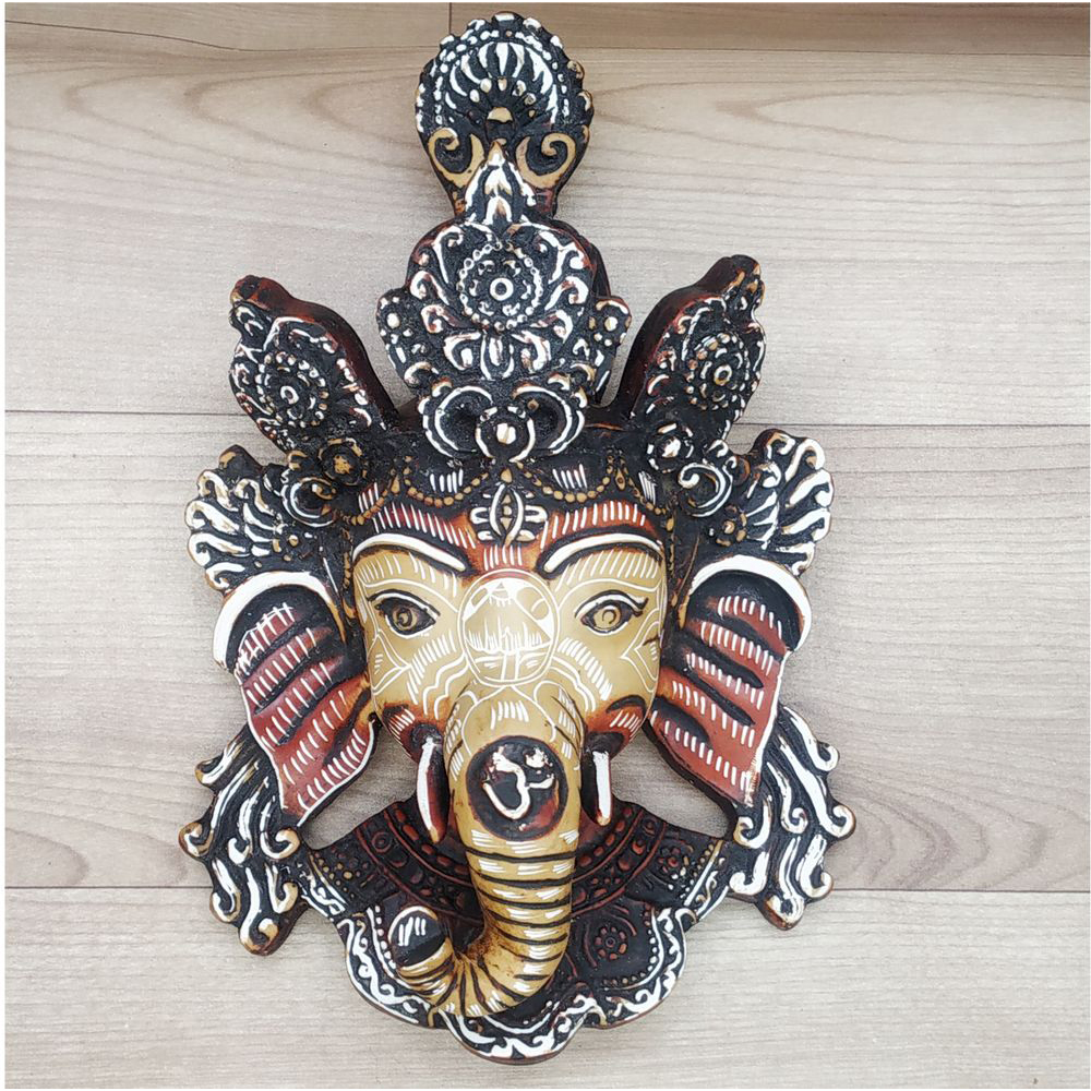 Ganesha Mask with Painting Work Wall hanging Art Sculpture wall Decor